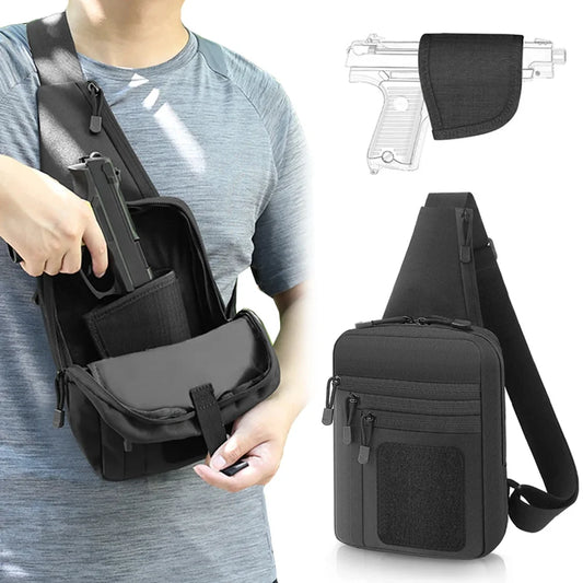 Tactical Pistol Gun Bag Concealed Carry Gun Holster Handgun Storage Chest Bag EDC Tool Bag Pistol Gun Shoulder Sling Bag