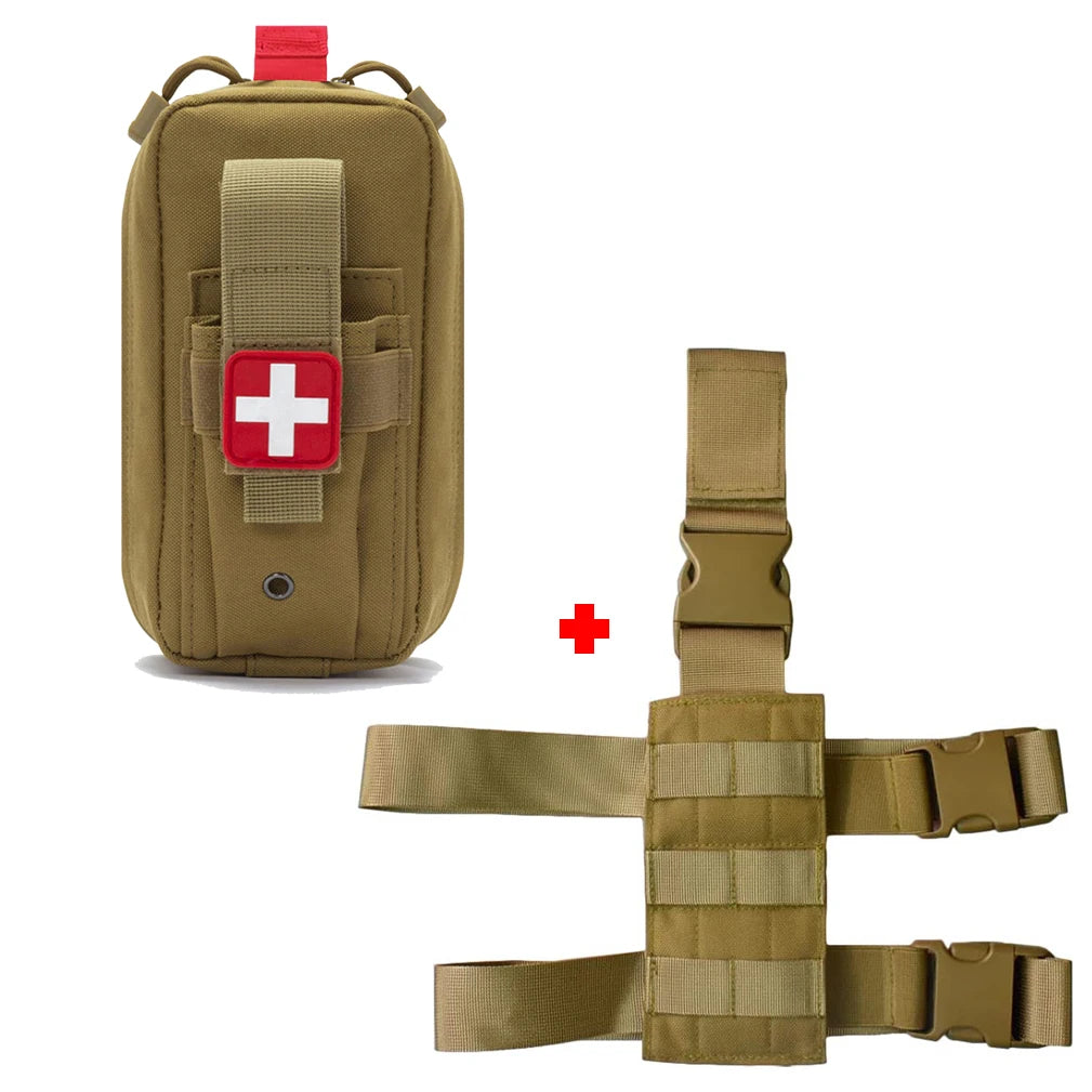 Tactical Medical Pouch MOLLE First Aid Bag IFAK Pouch Tourniquet Holder Thigh Bag with Tactical Thigh Rig Panel