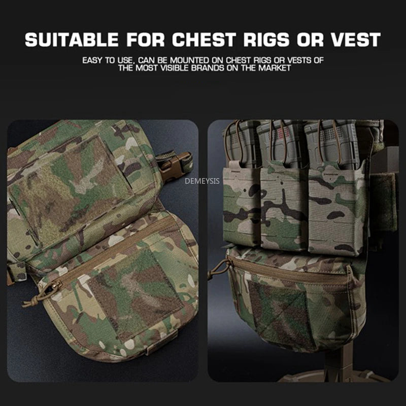 Tactical Drop Pouch Admin Pouch with Hook and Loop Panel for Tactical Vest Chest Rig Plate Carrier Outdoor Hunting Shooting Gear