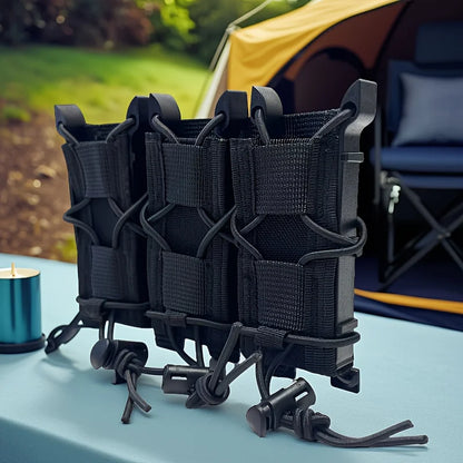 Three-Pipe Pistol Magazine Waist Holster - Durable ammunition bag with a 3-slot quick-access design and drawstring closure