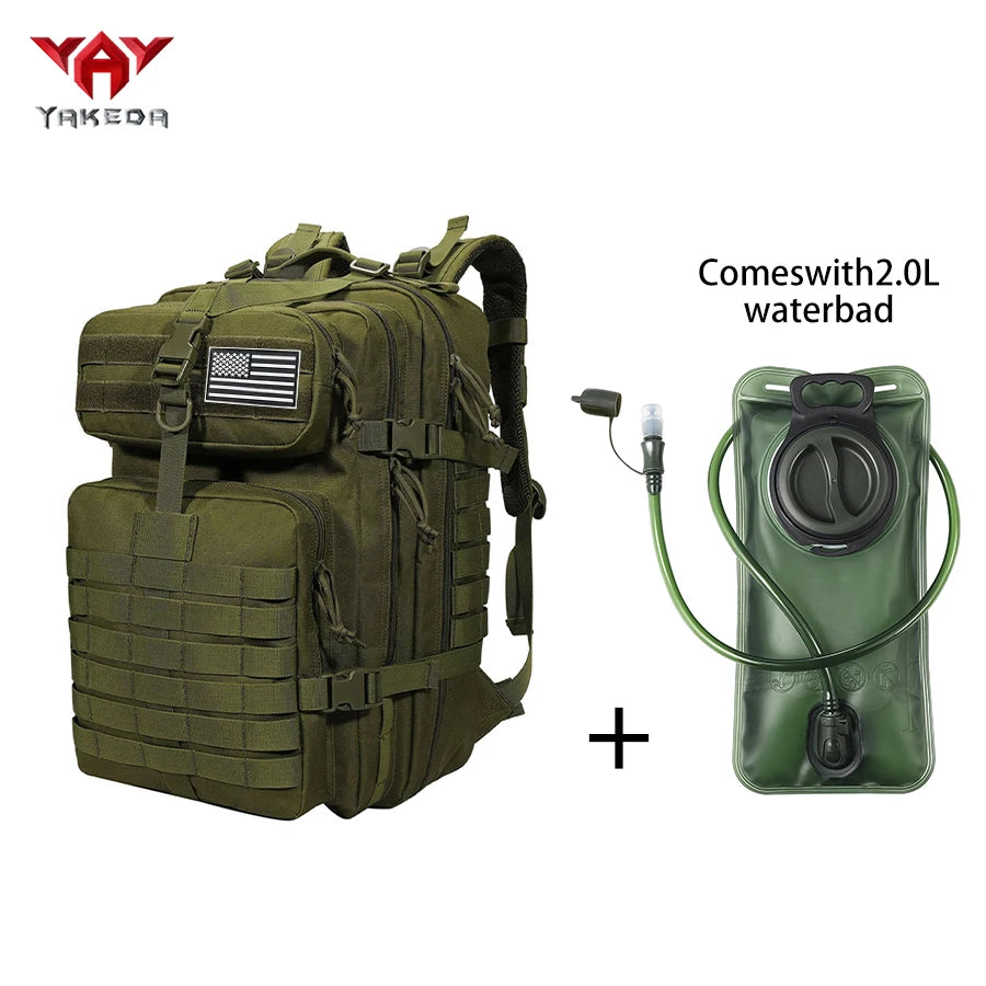 YAKEDA 45L large capacity backpack with 2L water bag MOLLE expansion system outdoor hiking backpack