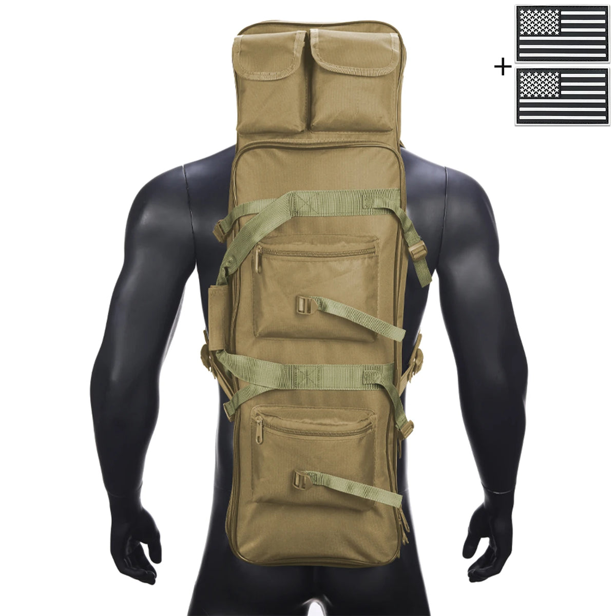 Outdoor hunting long equipment backpack multifunctional storage bag, adjustable shoulder straps, multiple storage pockets