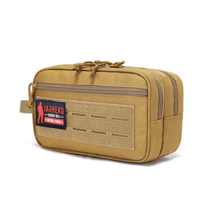 Double Zipper Tactical Toiletry Bag Travel Organizer Pouch MOLLE Hook Loop Morale Patch for Camping Hunting Hiking Daily Carry
