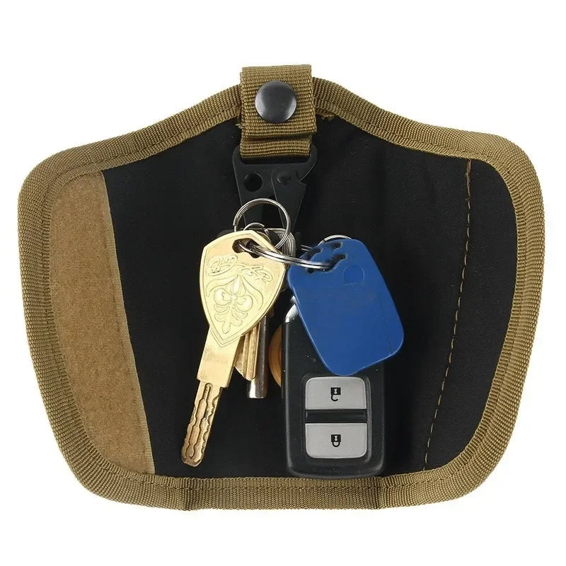 Outdoor Key Holder EDC Tool Pouch Tactical Key Keeper Waist Bag Keychain Small Pocket Foldable Hiking Camping Hunting Key Wallet