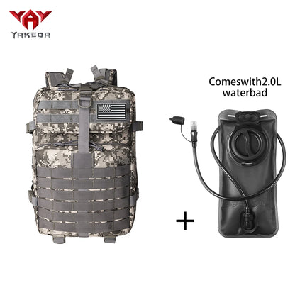 YAKEDA 45L large capacity backpack with 2L water bag MOLLE expansion system outdoor hiking backpack