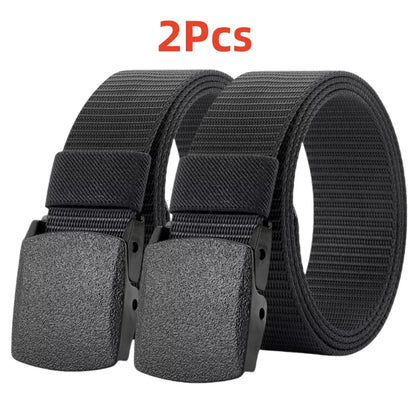 2Pcs New Automatic Buckle Nylon Belt Outdoor Hunting Multifunctional Tactical Canvas Belt High Quality Men Belt