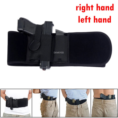 Tactical Belly Band Holster Concealed Carry Pistols Airsoft Right Left Hand Belt Holster for Sig Sauer Walther G19 / 26 / 43