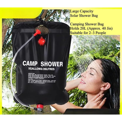 Portable Outdoor Foldable Solar Shower Bag, 20L Camping Water Heating & Storage Bag
