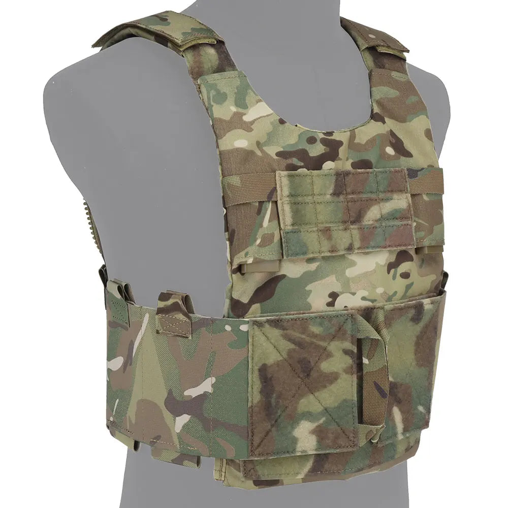 Wosport LV-119 Tactical Vest Cordura Plate Carrier 6 Quick Access Pouches 2.5 Inch Buckle Rear Zipper for Airsoft Outdoor Games