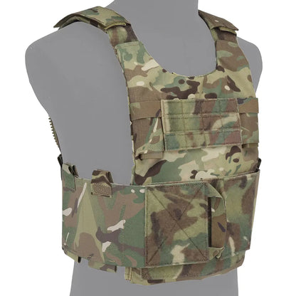 Wosport LV-119 Tactical Vest Cordura Plate Carrier 6 Quick Access Pouches 2.5 Inch Buckle Rear Zipper for Airsoft Outdoor Games