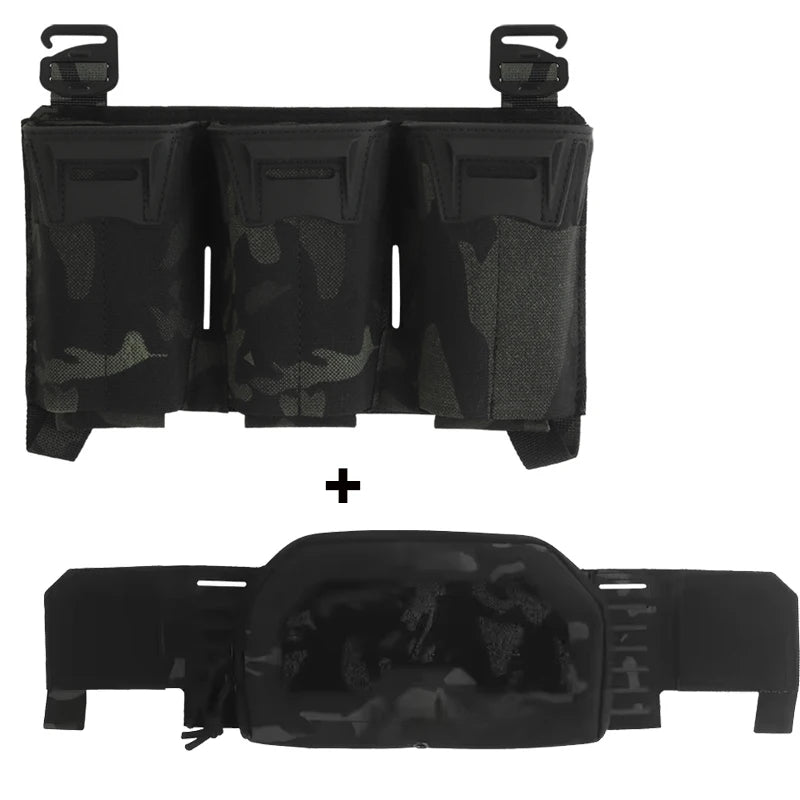 Tactical K-Zero Plate Carrier MOLLE Front Storage BagMulti-Caliber 556 9MM Triple Mag Pouch And Outer Layer Admin Pouch