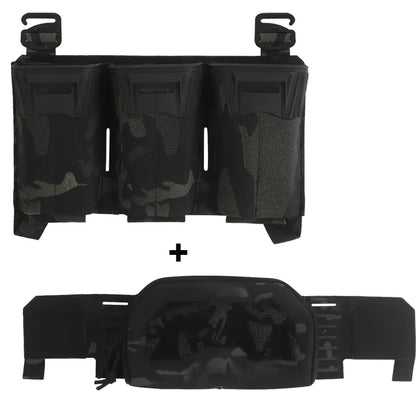 Tactical K-Zero Plate Carrier MOLLE Front Storage BagMulti-Caliber 556 9MM Triple Mag Pouch And Outer Layer Admin Pouch