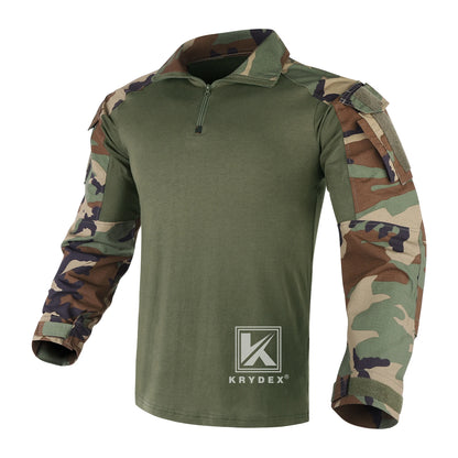 KRYDEX Combat G3 Shirt Tactical Hunting Outdoor Clothes Shirt with Elbow Pads Tiger Stripes Camo Ranger Green Gen3 Shirt