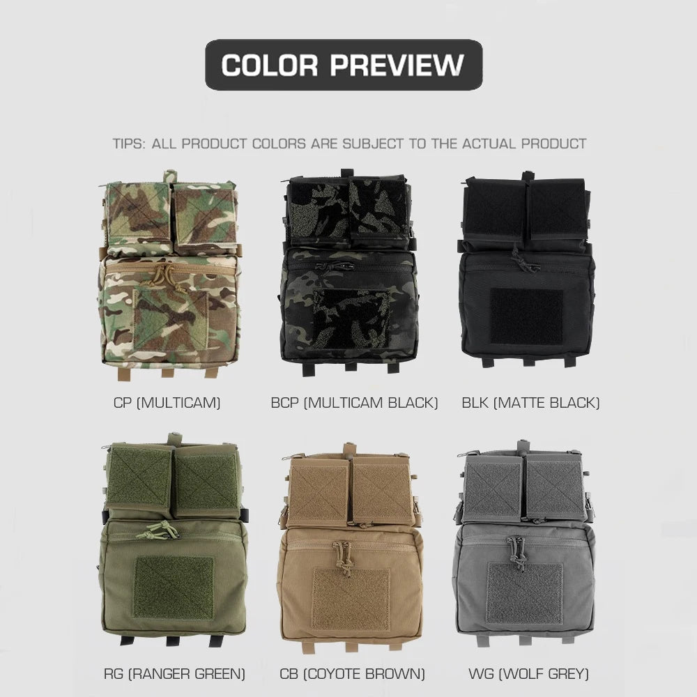 Tactical Panel Backpack Plate Carrier Expansion Pouch Bag Hunting Airsoft Vest Accessories for LV-119 Assault Vest Panel