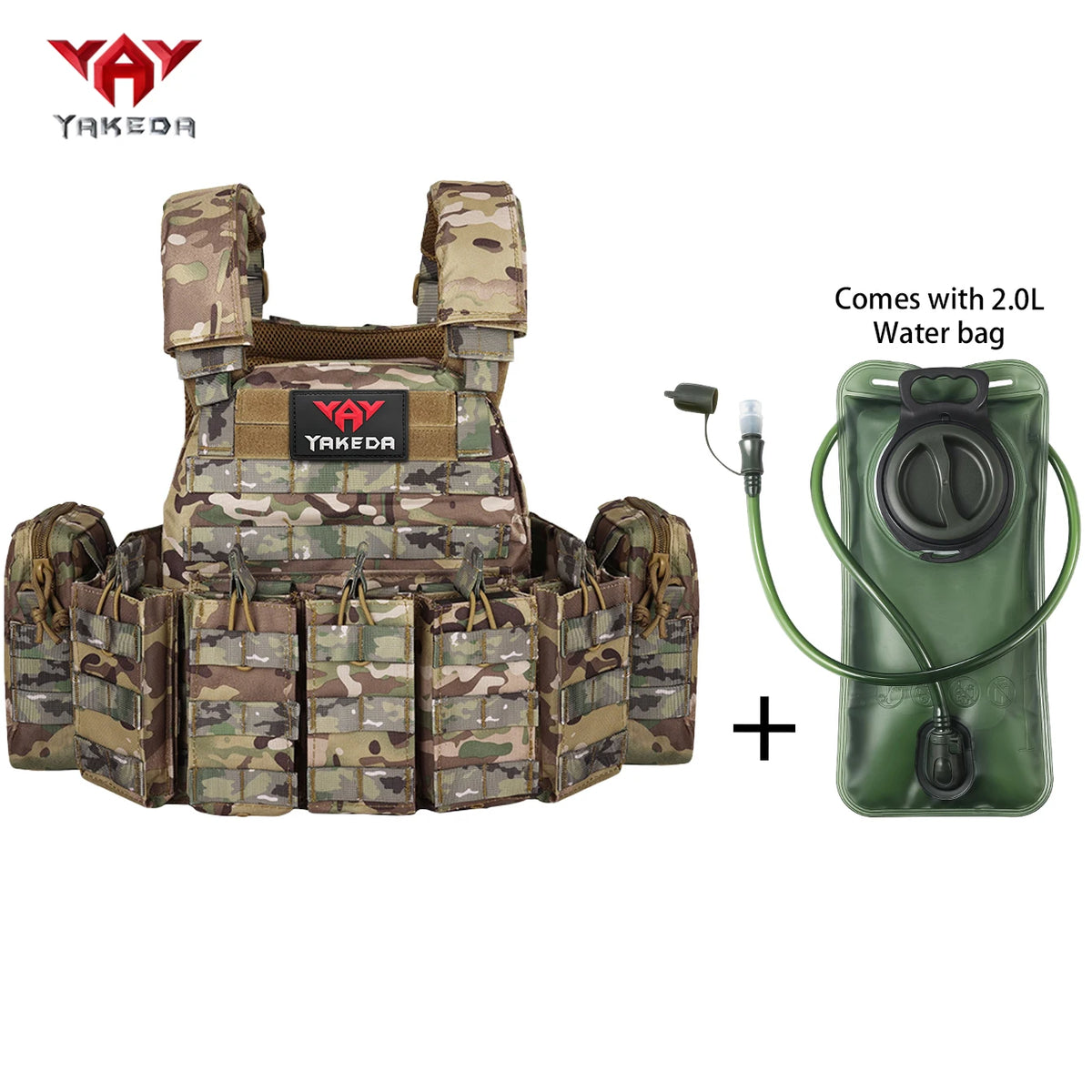 YAKEDAMOLLE Modular Hunting Tank Top, Comes with 2L Soft Water Bag, Adjustable Shoulder Strap with Multiple Device Bags
