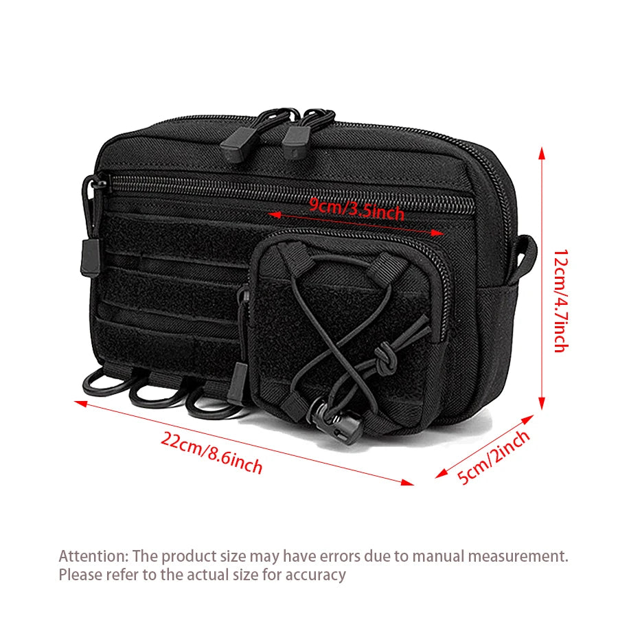 Molle system woven EDC storage bag waist bag with multiple layers of pockets suitable for camping, cycling, etc