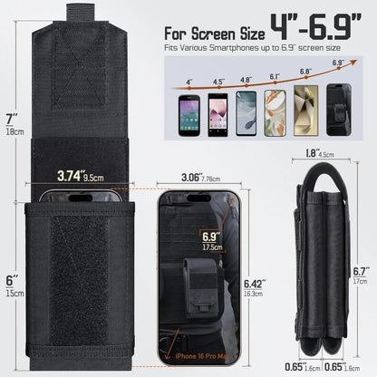 Double Layer Cell Phone Pouch Tactical Waist Bag with Embroidered Patch EDC Belt Holder Outdoor Camping