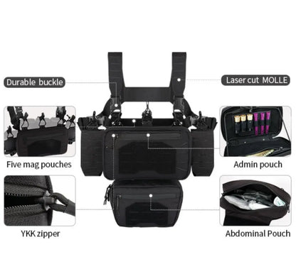 YAKEDA Camo Molle Chest Rig Fight Chassis Placard Laser Detachable Hook Loop Airsoft Magazine Pouch Tactical Plate Carrier Vest