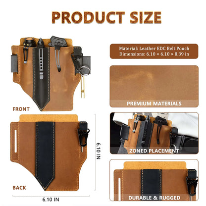2026 New Leather Tool Pouch with Belt Loops for Men, Pocket Organizer with Multitool Pouch Flashlight Holster EDC Belt Pouch