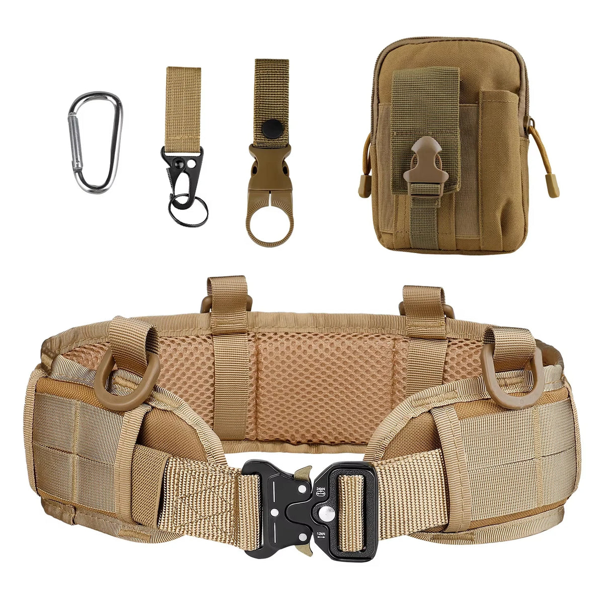Men's Tactical Padded Belt Adjustable Waist Belt with Pocket for Outdoor Work Combat CS Hunting Paintball