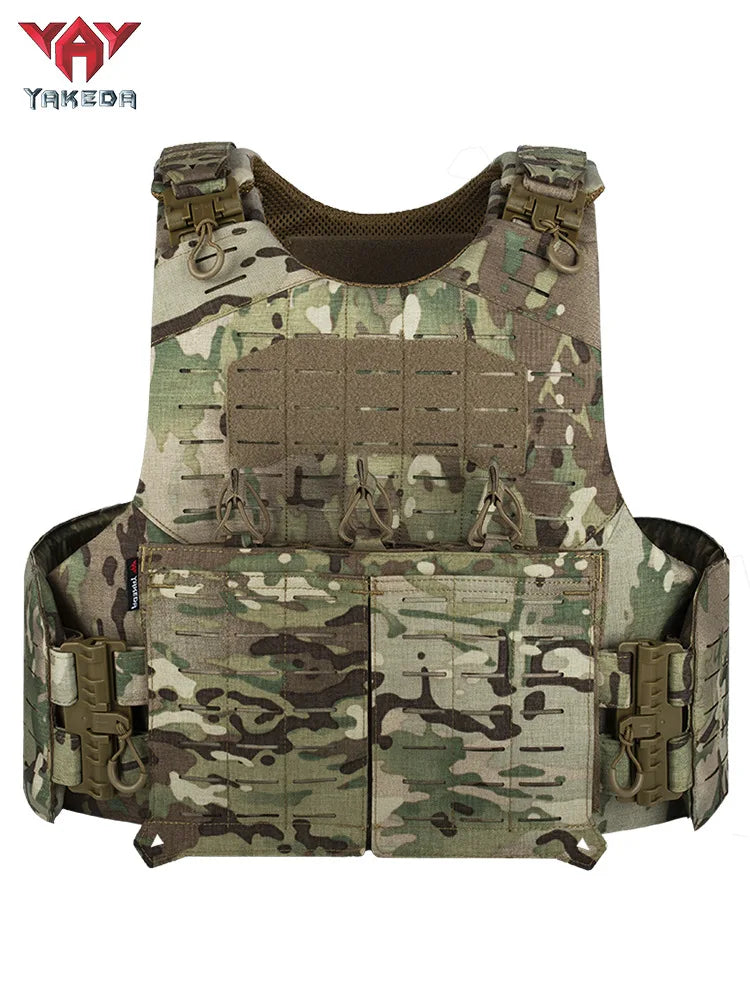 YAKEDA Quick Release Plate Carrier Tactical Vest Laser Cut PALS Hunting Protective Training Vest