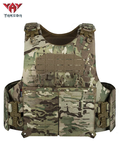YAKEDA Quick Release Plate Carrier Tactical Vest Laser Cut PALS Hunting Protective Training Vest