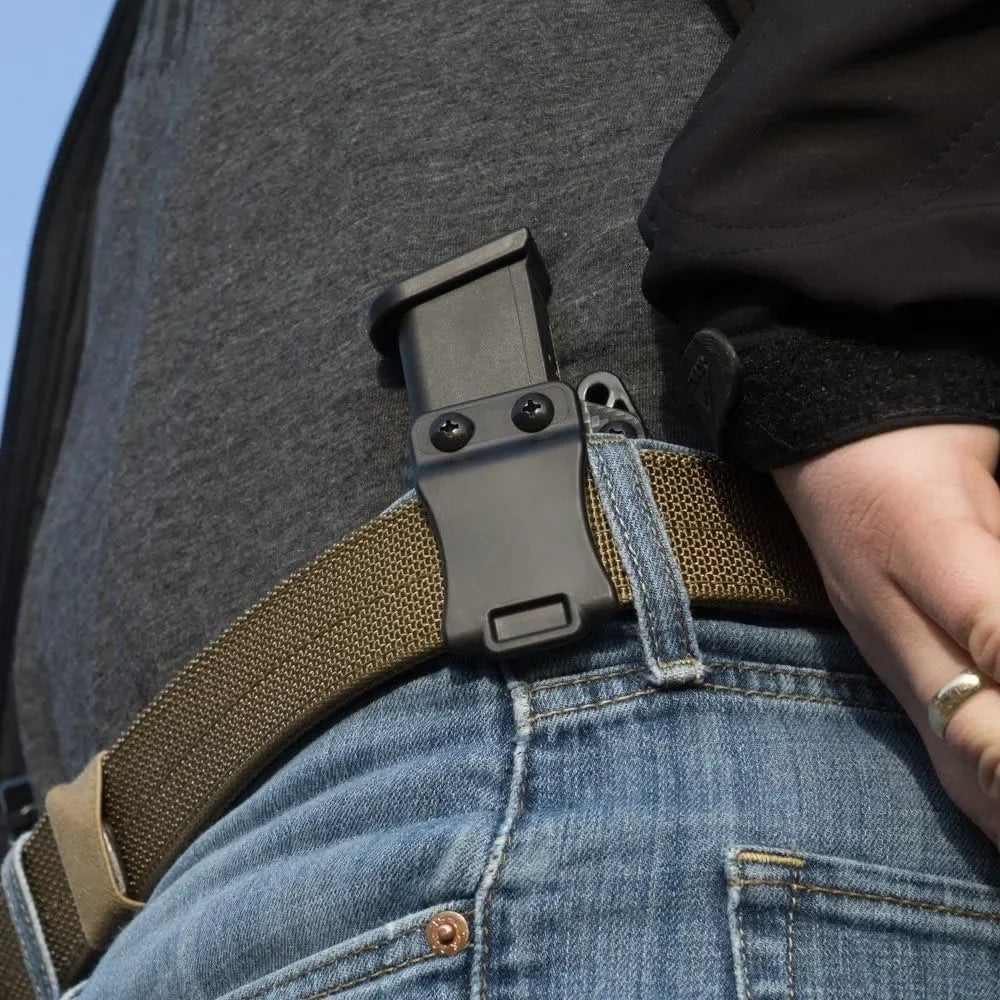 Universal 9mm/.40 Adjustable Double Stack Magazine Pouch Waist Magazine Holster IWB/OWB Glo-ck CZ S&W H&K SIG P320 P365