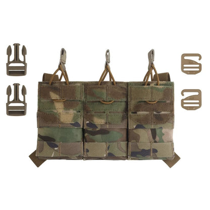 K Style Tactical Triple Magazine Pouch AR15 M4 5.56 Open-Top MAG3 Pouch for Hunting Airsoft Molle Vest Plate Carrier Front Panel