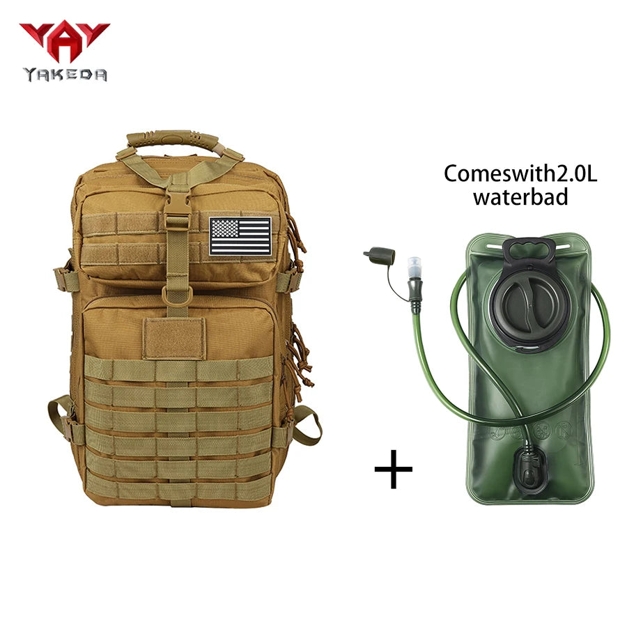 YAKEDA 45L large capacity backpack with 2L water bag MOLLE expansion system outdoor hiking backpack