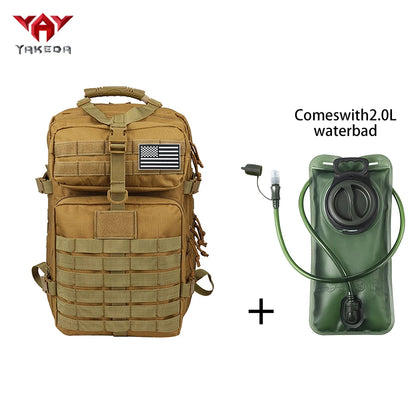 YAKEDA 45L large capacity backpack with 2L water bag MOLLE expansion system outdoor hiking backpack