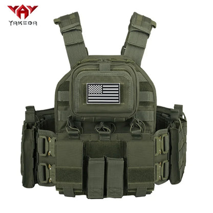 YAKEDA (with American flag) outdoor MOLLE mounted multi-functional vest equipment training snake buckle chest hanging bellyband