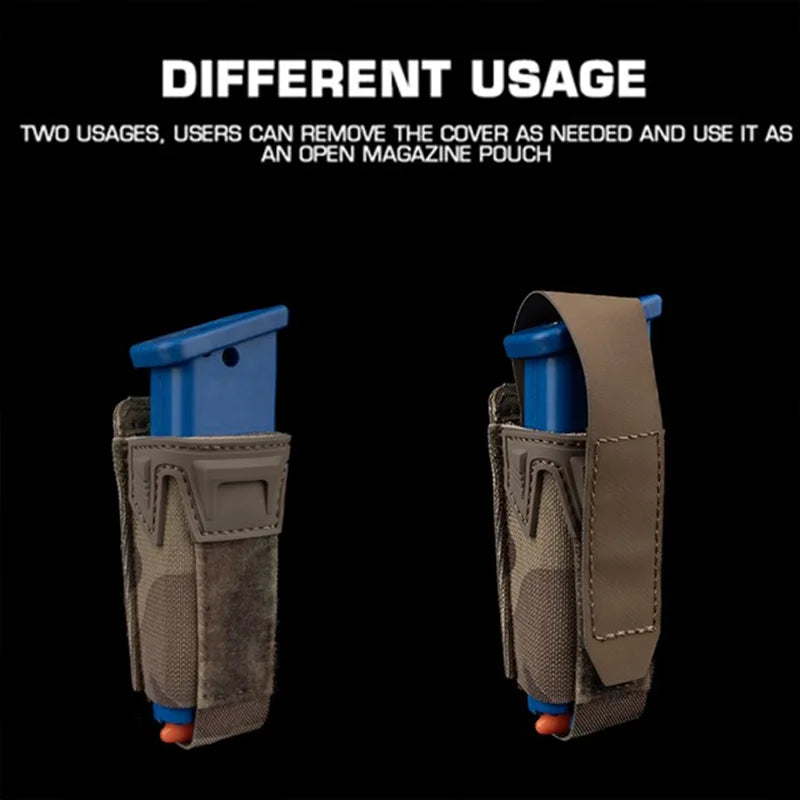 Multi-Purpose MOLLE Pouch Elastic 9mm Mag Flashlight Pepper Spray Holder Lightweight Camo Storage for Hunting Airsoft Belt Vest