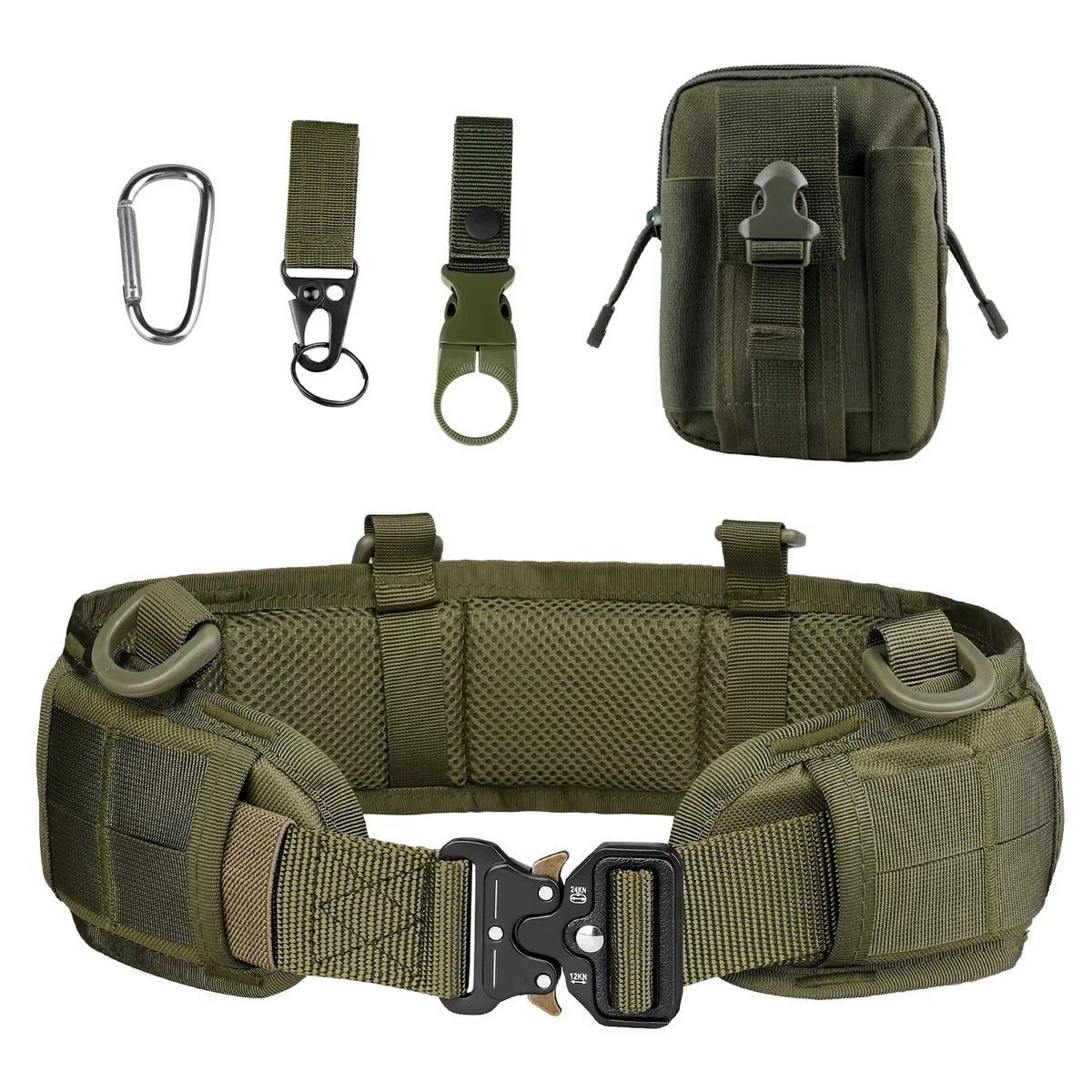 Men's Tactical Padded Belt Adjustable Waist Belt with Pocket for Outdoor Work Combat CS Hunting Paintball