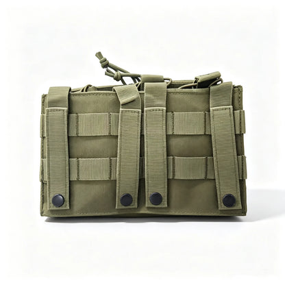 Outdoor Tactical MOLLE Camo Nylon Open Top Triple Magazine Pouch for Airsoft Paintball Shooting Hunting