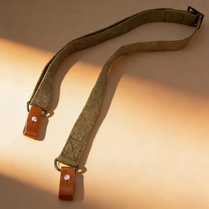 Original Leather Two Point Gun Sling, Adjustable AK Rifle Strap for Airsoft Hunting Shooting Outdoor Survival Camping Hunt Gear