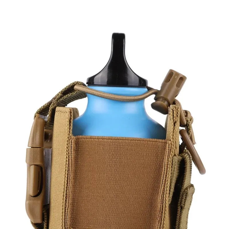 1Pc Tactical Water Bottle Bag Molle Nylon Kettle Pouch Waist Pouch for Outdoor Hunting Hiking Cycling Khaki Green Black