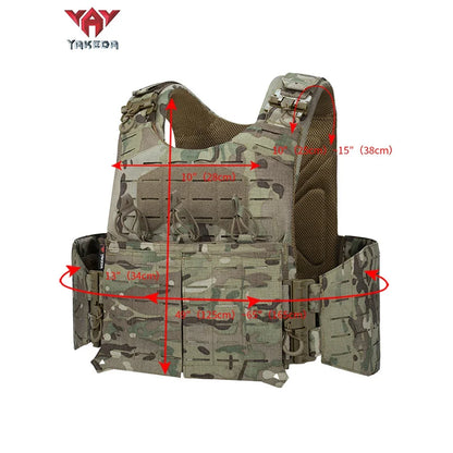YAKEDA Tactical Combat Vest Plate Carrier Quick Release Laser Cuting PALS System Multifunctional Hunting Airsoft Protective Vest