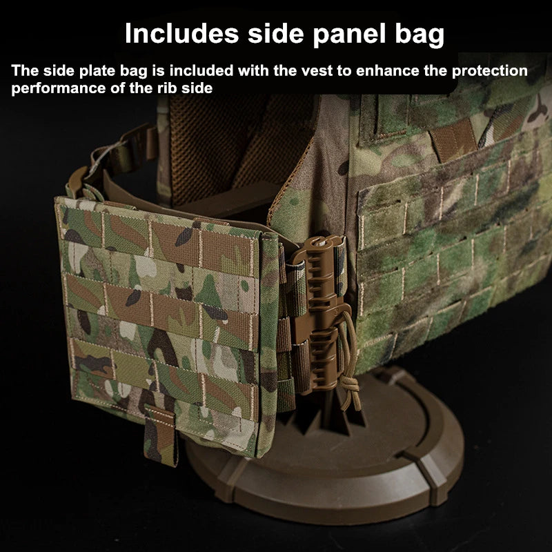 /K19 Full-Size Hunting Vest Plate Carrier Fit for 80-110 cm, MOLLE Quick Release Fast Adjust Cummerbund Chest Rig