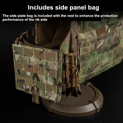 /K19 Full-Size Hunting Vest Plate Carrier Fit for 80-110 cm, MOLLE Quick Release Fast Adjust Cummerbund Chest Rig