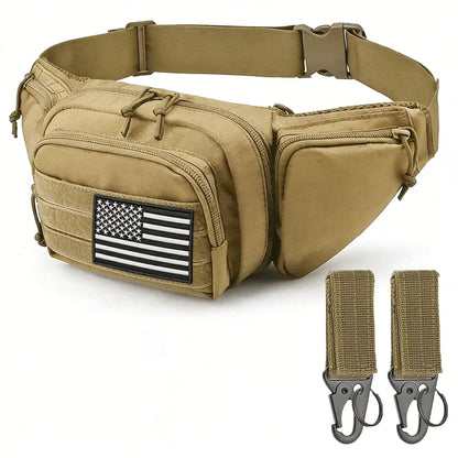 Tactics Outdoor Sports Waist Bag with Badge and Buckle, Hiking Bike Fishing Shoulder Bag Lightweight High Capacity Waist Bag