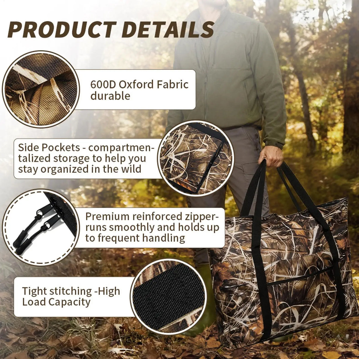 Hunting Bag Waterproof Scent Proof Lock Meat Storage Tote 600D Oxford Cloth Hunting Game Bag With Handles For Men Outdoor Field