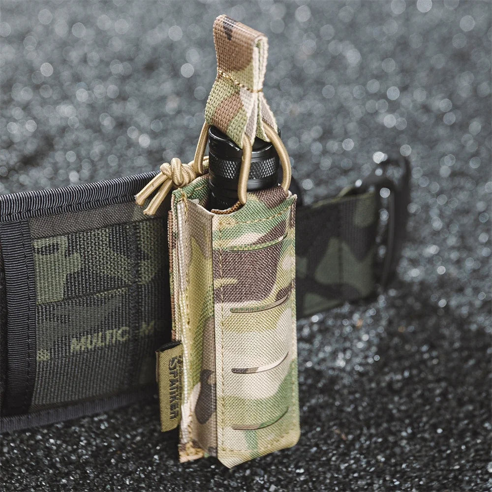 Tactical Pistol Magazine Pouch 9mm Extended Single Mag Pouch Molle  Holster Hunting Flashlight Torch Holder Airsoft Accessories