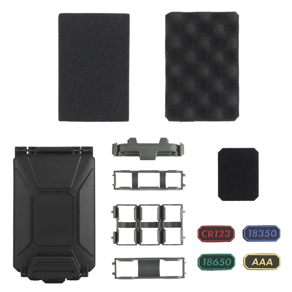 Tactical Battery Storage Box Molle Airsoft Vest Outdoory Modular Mag Pouch Waterproof Box For CR123/AAA/AA/18350/18650