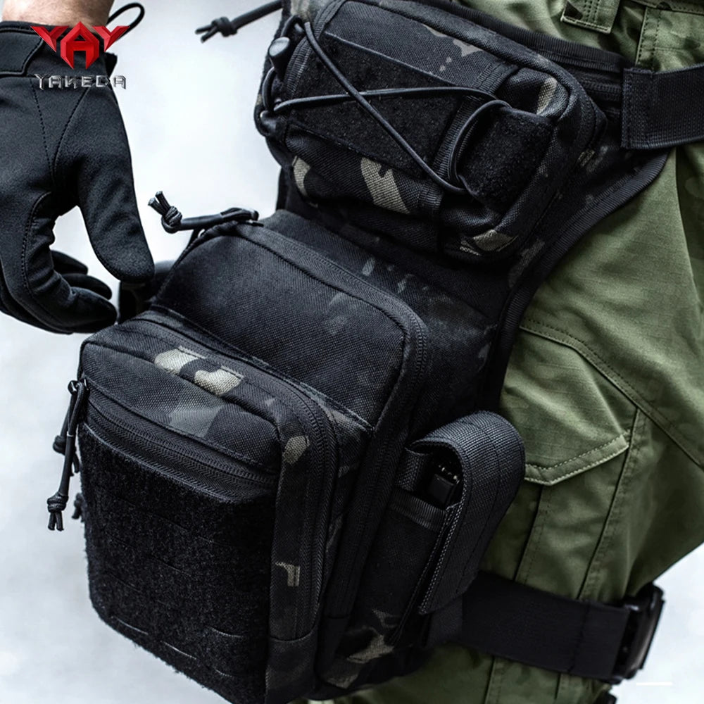 YAKEDA Outdoor Large Capacity Leg Bag with Dual External Pockets, Multi-Space Storage Bag for Camping and Hiking