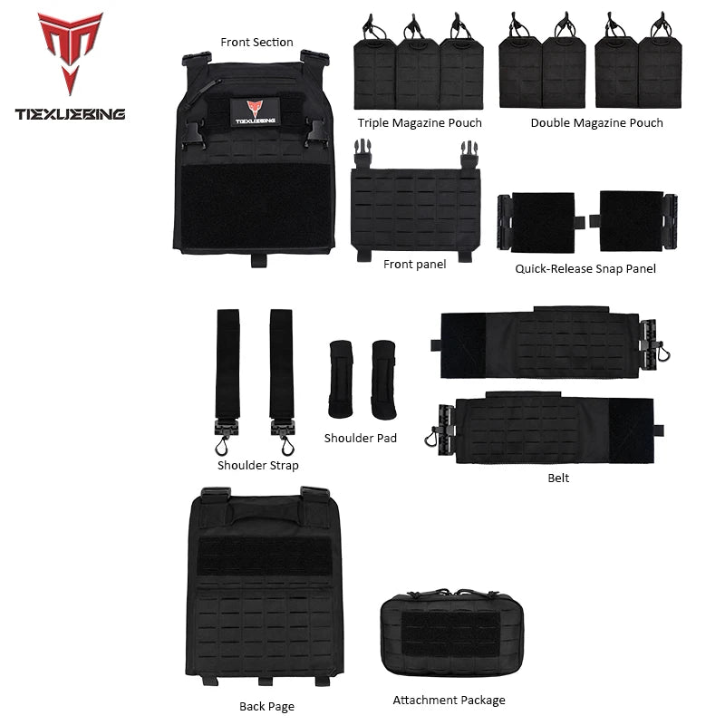 New Combat Vest 6094 Quick Detachable Light Laser Cut Tactical Vest Black Gear To Carry Airsoft Carrier Combat Equipment