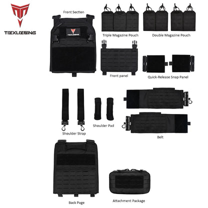 New Combat Vest 6094 Quick Detachable Light Laser Cut Tactical Vest Black Gear To Carry Airsoft Carrier Combat Equipment