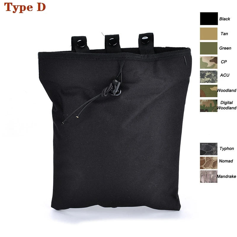 Tactical Molle Folding Magazine Dump Drop Pouch Utility Drawstring Recovery Mag Holster Ammo Bag Hunting Accessories Pouch