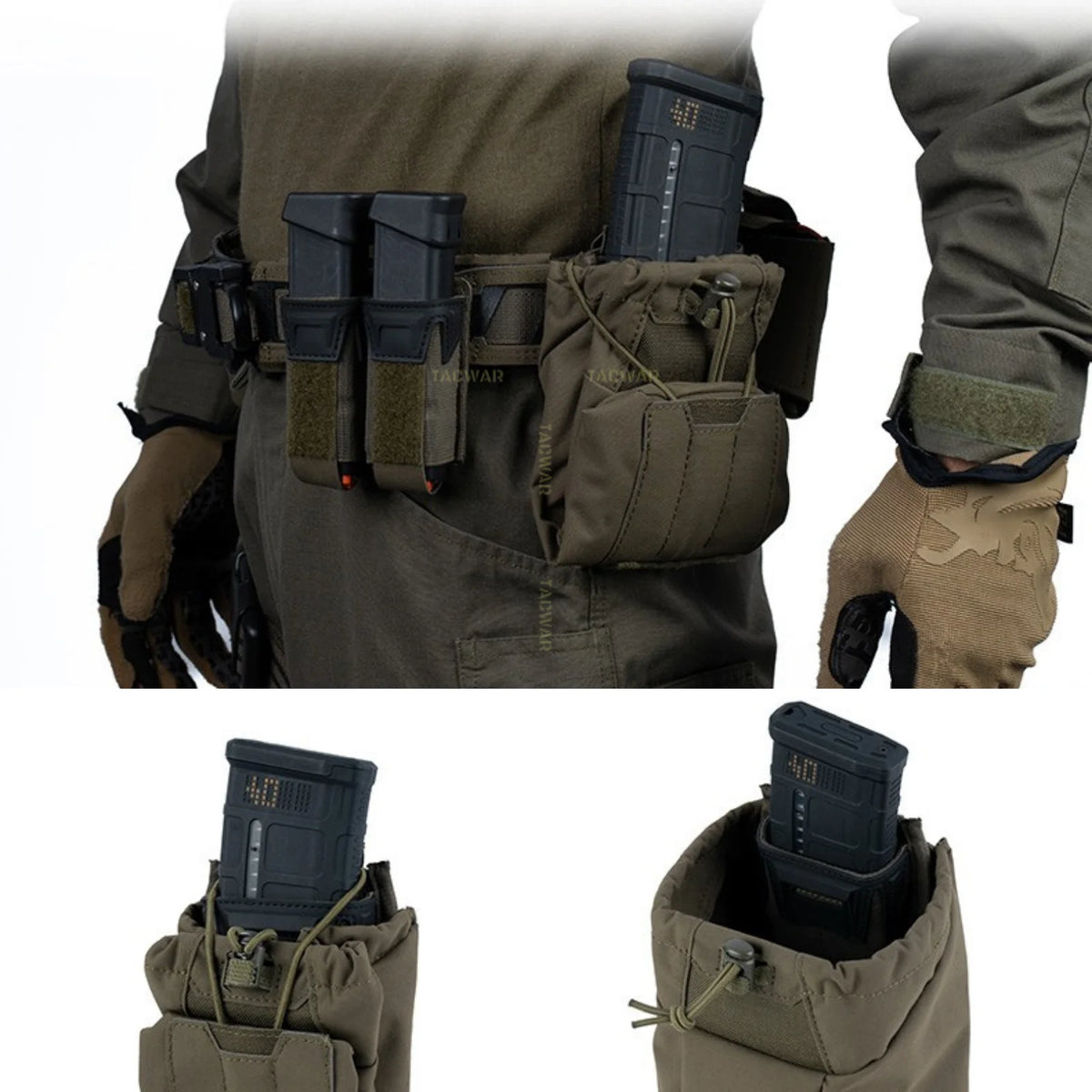 Tactical Dump Pouch Foldable Recycling Bag MOLLE Drop Pouch Magazine Utility Pouch for Belt Airsoft Shooting Hunting