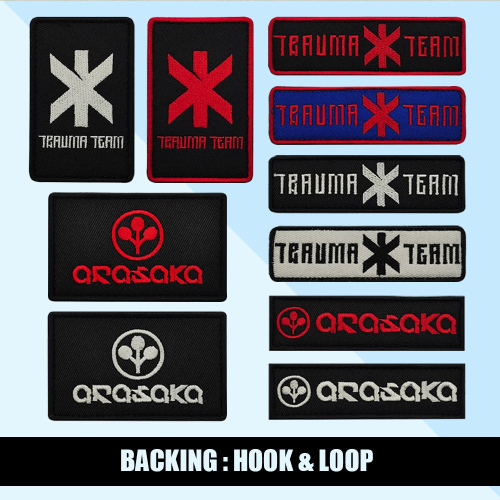 Trauma Team Embroidered Rescue Patches Arasaka Fabric Accessories Patches With Hook&Loop For Jacket Shoulder DIY Sew-on