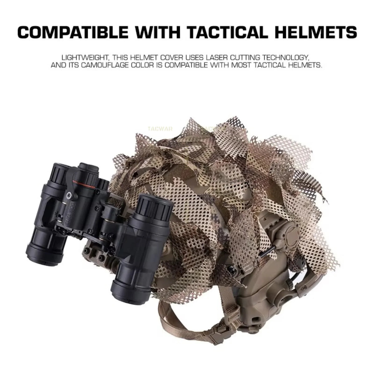 Tactical Lightweight Mesh Helmet Cover, Breathable Fast Helmet Camouflage Cover for Hunting Airsoft Training Wargame